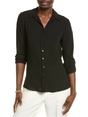 Tahari Black Button-Front Blouse